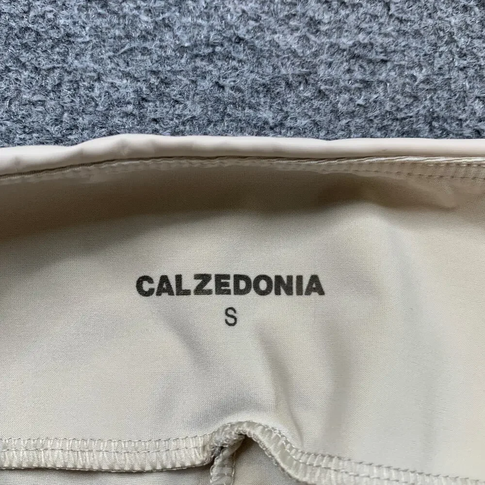 Calzedonia Leggings Womens S Small Cream Faux Leather High Waisted Crop Pull On